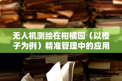 无人机测绘在柑橘园（以橙子为例）精准管理中的应用挑战与解决方案